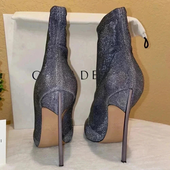 Casadei Sz 40 Silver metallic stretch sock heel boot - Picture 6 of 7
